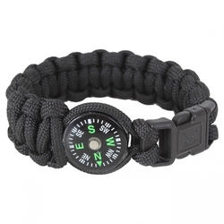 Náramek SURVIVAL PARACORD s kompasem ČERNÝ vel.8