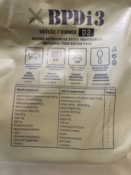Bojová dávka potravin  BPDi3 večeře D3 - uzené maso s bramborovou kaší...min.tr.12/25