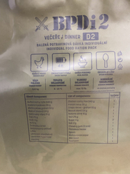 Bojová dávka potravin BDPi2 D2 večeře Kuřecí curry, rýže min. tr. 12/25