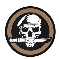 Nášivka MILITARY SKULL WITH KNIFE velcro 8 cm COYOTE