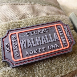 Nášivka WALHALLA TICKET BEER velcro plast ČERNÁ