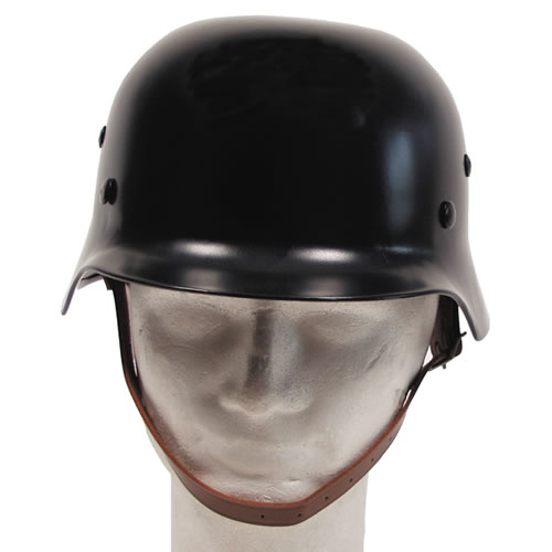 Helma ocelová WWII s koženým vnitřkem ČERNÁ