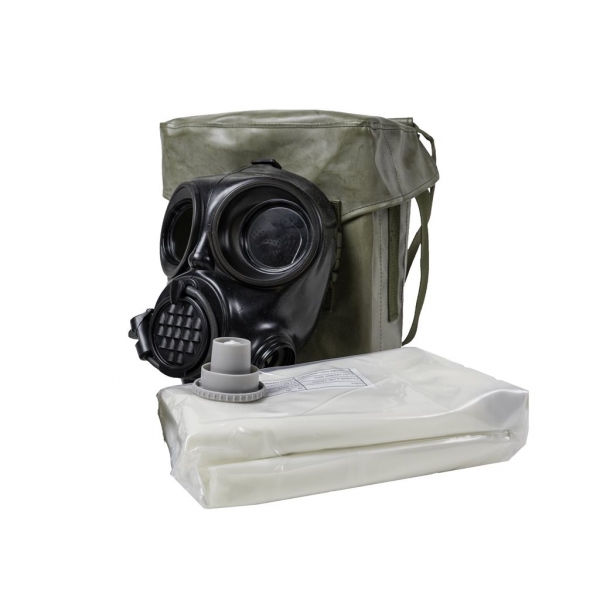 Maska plynová OM-90 + oblek JP-90 v použité brašně